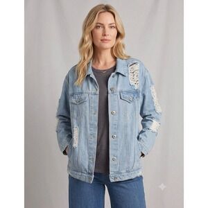 Endless Love Denim Jacket Womens Large Light Wash Good